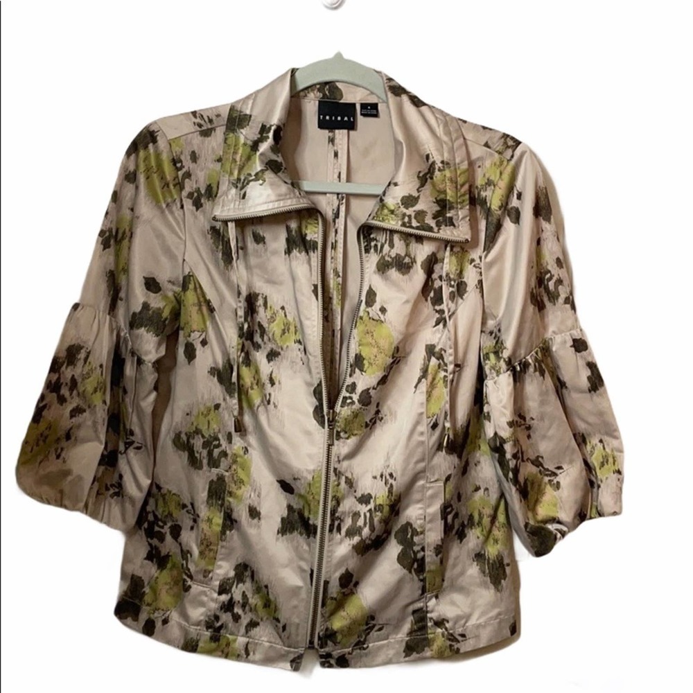 Tribal floral print jacket with puff sleeves 6